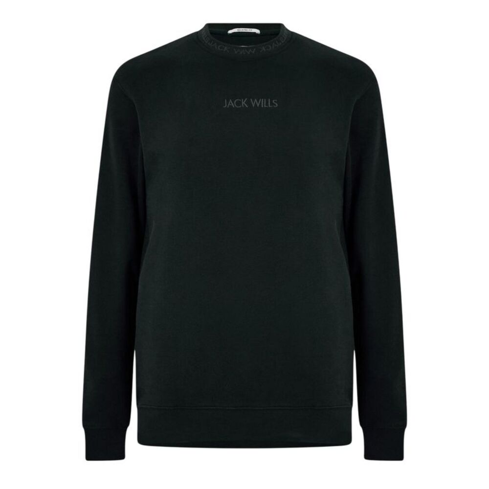 Jack Wills Mens Jacquard Crew Neck Sweatshirt / Black
